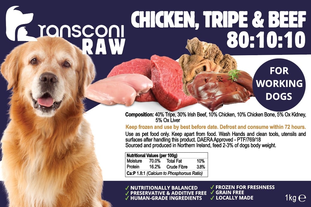 Raw Chicken, Tripe & Beef